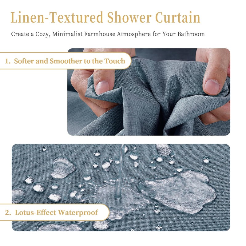 FY&XZH Shower Curtain, Bubble Free Shower Curtain Linen Texture, Soft