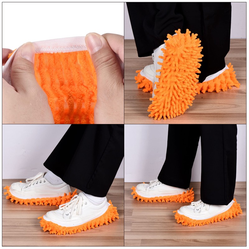 MECCANIXITY Washable Cleaning Shoes Cover Multifunction Chenille Duster Mop Slippers
