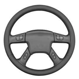 MEWANT DIY Black Genuine Leather Steering Wheel Protector Cover for Silverado 1500 2500HD Classic Trailblazer