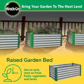 Miracle-GRO 40" D x 20" W x 16.75" H Outdoor Raised Garden Bed for Growing Edible Plants and Flowers, Rust-Resistant Galvanized Steel Elevated Planter Box, Silver/Green