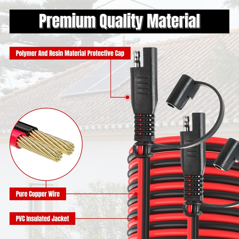 unrulysoul 25FT 12AWG SAE Extension Cable, 12 AWG SAE Quick