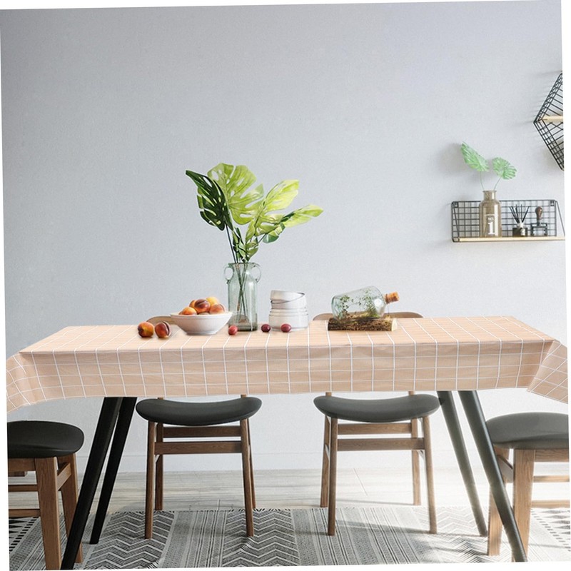 GRIRIW Plaid Tablecloth Peva Table Cover for Rectangle Tables Thick