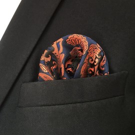 S&W SHLAX&WING Orange Blue Pocket Square for Men Fashion Large Handkerchief