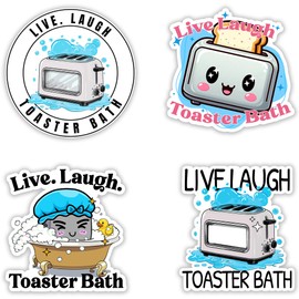 12pcs Funny Live Laugh Toaster Bath Stickers - Funny Bath Bomb & Dark Humor Quotes Joke Vinyl Waterproof Decal for Water Bottle, Laptop, Phone, Car Birthday Gift Decor 3 Inch