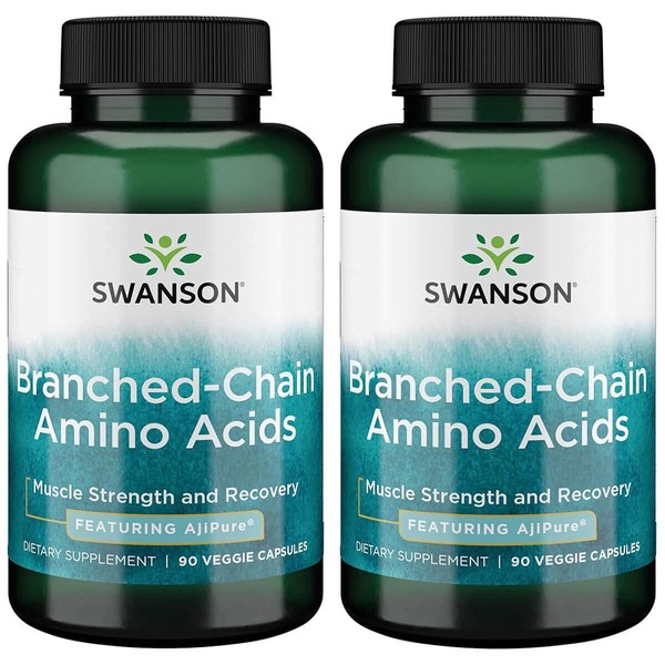 Swanson Ajipure Branched-Chain Amino Acids Pharmaceutical Grade 90 Veg Capsules (2 Pack)