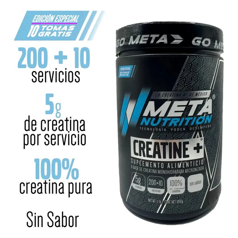 Creatina Meta Nutrition Monohidratada 1050 Gr 210 Servicios Sabor Sin