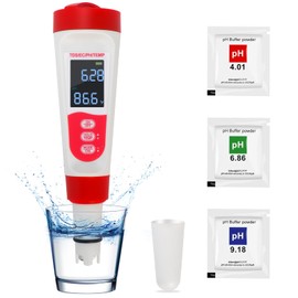 Digital Pool Water PH Tester - Multifunctional 4 in 1 PH Meter for Water/TDS/EC/Thermometer, TDS EC Meter Digital Water Tester with LCD Display for Drinking Water Swimming Pools Aquariums Hydroponics