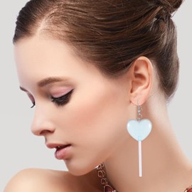 Chanaiqw Clear Heart Shape Lollipop Earrings Cute Candy Dangle Earrings for Women Resin Heart Earrings 80s 90s Earrings Valentines Day Gift (Violet)