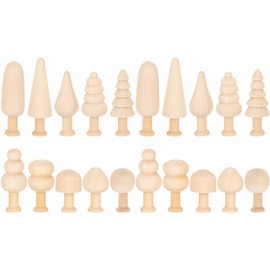 iplusmile Wooden Tree Figure for Painting - Pack of 20 Unfinished Wooden Tree Empty Wooden Tree - Wooden Figures Decoration DIY Wooden Cone Figures Mini Christmas Tree for Christmas