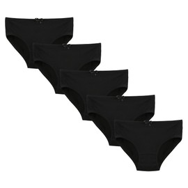 Donella Girls' Soft Cotton Underwear - Kids Bikini Brief Panties for Girls and Toddlers 5-Pack, Black, Age: 2-3