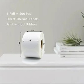 Hcode 1.5 Inches Direct Thermal Labels Self-Adhesive Circle Color Dot Blank Shipping Address Labels 500Pcs/Roll Compatible with Rollo & Zebra Desktop Printers