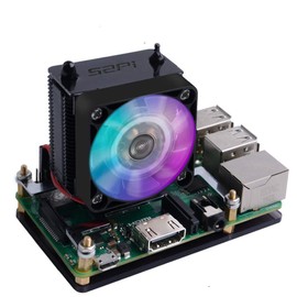 GeeekPi ICE Tower Cooler for Raspberry Pi, RGB Cooling Fan with Aluminum Heatsink for Raspberry Pi 4 Model B & Raspberry Pi 3B+ & Raspberry Pi 3 Model B (Black)