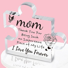 Mum Gifts,Gifts for Mom,Birthday Gifts for Mom Engraved Puzzle Acrylic Plaque 6.1 x 5.5 Inch, Mom Acrylic Plaque Gifts Desk Decorations,Christmas Acrylic Gifts for Mom (Mom)
