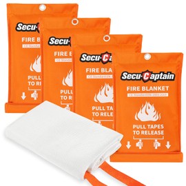 SecuCaptain Emergency Fire Blanket for Home and Kitchen - 4 Pack 40"x40" Flame Supppression Fiberglass Fire Blankets for House Camping Car Office Warehouse Emergency Survival Safety