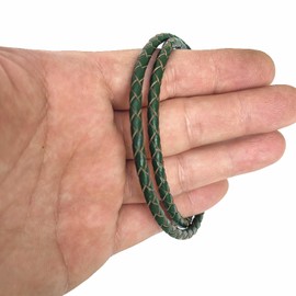 Glory Qin - Cordón de piel genuino trenzado redondo de 3 yardas para hacer pulseras y joyas (verde, 4 mm)