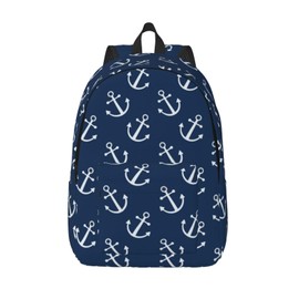 Duduho Nautical Anchor Navy Blue Backpack 15.7 Inch Laptop Backpack Travel Hiking Daypack Multipurpose Bookbag For Men Women
