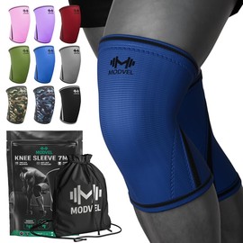 Modvel Strength 7mm Neoprene Knee Sleeves for Men and Women (Pair) - For Weightlifting & Powerlifting, USPA, IPL Approved, High Performance Knee Compression Support For Squats X-Large Blue