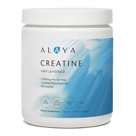 Alaya Naturals Monohidrato de creatina micronizada en polvo – Combustible puro rendimiento para fuerza, enfoque mental, vegano, sin OMG, fácil de mezc