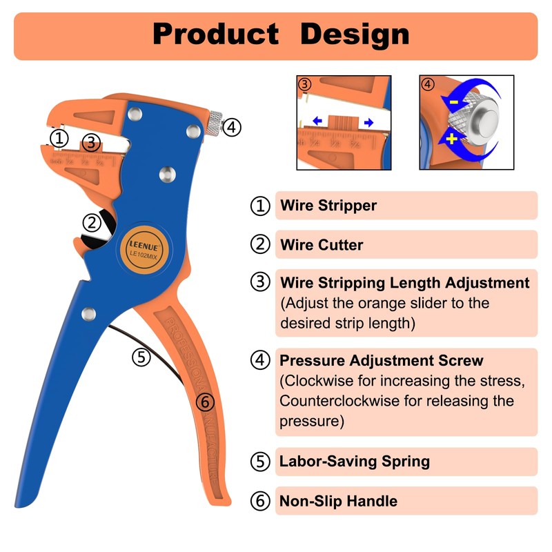 Wire Stripper LEENUE Automatic Wire Strippers Electrical 2 in 1