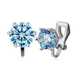 WIC copper alloy moissanite rotating ear clips, large diamond D color, VVS1 ear-free ear clips, ice blue 4CT