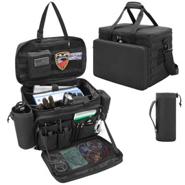 Trunab Patrol Bag Law Enforcement, Police Duty Bag, Car Front Seat Organizer Compatible with 15.6” Laptop, Multiple Compartment, Molle Webbing, Removable Strap, Detachable Kettle Bag