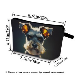YULUENZE Schnauzer Puppy Gifts Schnauzer Makeup Bag Cute Small Organizer Bag with Zipper Schnauzer Painting Print Cosmetic Bag Birthday Gifts for Dog Lovers Women Friends