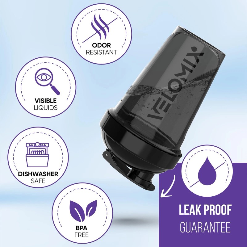 Velomix -6 PACK- Shaker Cups for Protein Shakes 20 oz