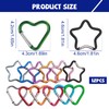 Pack of 12 Carabiner Small Key Chain, Heart Carabiner Star,