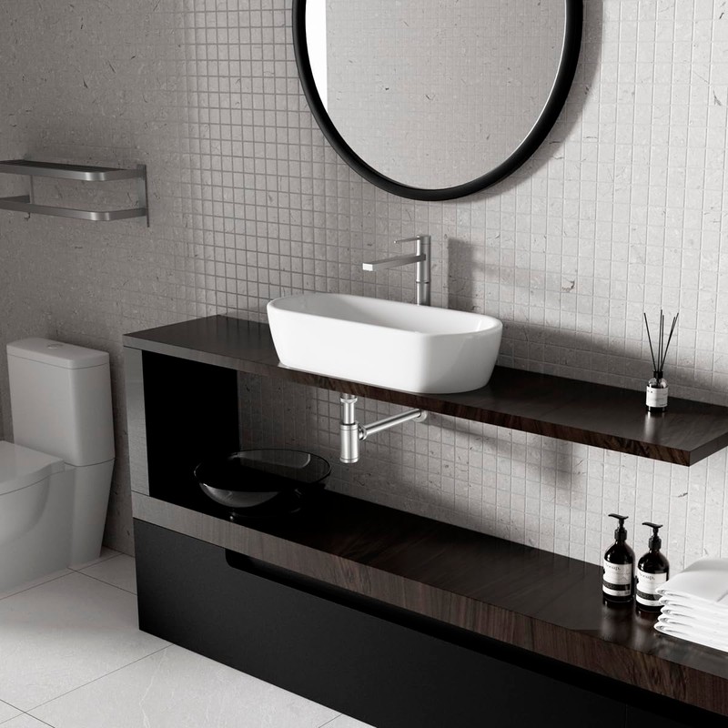 TSIBOMU Solid Brass Bathroom Sink P-Trap Complete Set, Adjustable 1-1/4