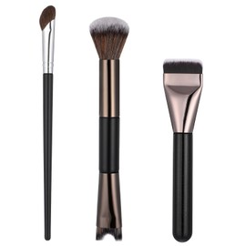 3 Pcs Nose Contour Brush Set, U-Shaped Dual-End Contour Brushes for Makeup 2-in-1 Sculpting Nose Brush Fluffy Angled Tilt Brushes for Noses Sculpting Highlighting Defining