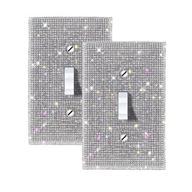 2Pcs Silver Rhinestone Light Switch Cover Bling Light Switch Cover Plate Light Switch Plate Bling Outlet Covers Rhinestone Outlet Cover Sparkle Light Switch Cover Glitter Outlet Cover
