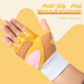 ROCKBROS Kids Cycling Gloves Half Finger Bike Gloves Non Slip Fingerless Sport Gloves Wear Resistance Climbing Gloves for Boys Girls Children