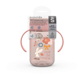 Suavinex 401196 Baby Training Cup with Handles and Anti-Drip System, 12 Months, Forest Colour Pink, 340 ml - 121 g