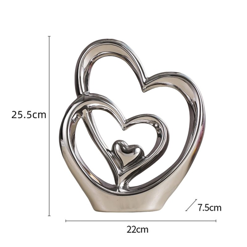 Double Heart Ornament,Double Heart Ceramic Statue,Home Decoration sculpture,Creative Home Modern