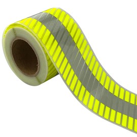 NOZUONO High Visibility Reflective Heat Transfer Vinyl Iron On Tape for Clothing 2in x 5yd (Fluorescent Yellow Striped)