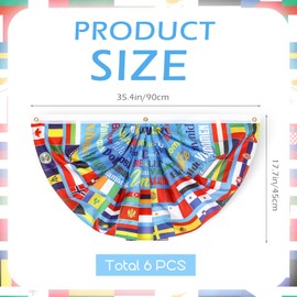 6 Pcs International World Flag Decorations Welcome World Fan Flag Banner Country Nations Half Fan-Shaped Backdrop for Sports Events Club Birthday School Classroom Party Supplies