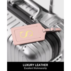 Initial Luggage Tags for Suitcases, 3 Pack TSA Approved Easy to Identify Leather Letter S Travel Tags for Luggage, Travel Essentials Bag Tag Suitcase Identifiers, Cute Hot Stamped Monogram