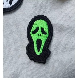 Scream Horror Movie Ghost Mask Face Green Embroidered Iron On Patch