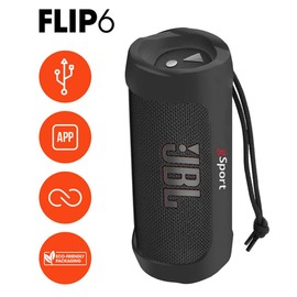 JBL FLIP 6 Waterproof Portable Speaker Bundle with gSport Silicone Sleeve (Black)