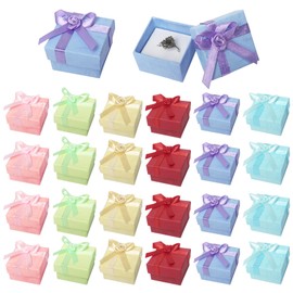 24 Pack Small Gift Boxes for Jewellery, 4 x 4 cm Jewellery Ring Gift Boxes with Lids, Ring Earring Gift Boxes Bulk, 6 Colors