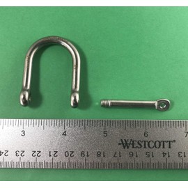 Stainless Steel 316 Wide D Shackle 1/4" (5.5mm) Marine Grade