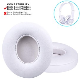 Professional Replacement Ear Pads,Earpads Compatible with Beats Solo 2 & Solo 3 Wireless On-Ear Headphones,Soft Protein Leather,Noise Isolation Memory Foam,Strong Adhesive Tape,2 Pieces