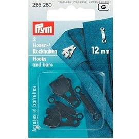 Prym Trouser and Skirt Hooks, Metal, Black, 12 mm