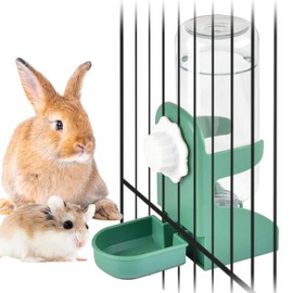 kathson Rabbit Water Dispenser for Cage 17 Oz Hanging Guinea Pig Water Bottle No Drip Gravity Automatic Bunny Water Bottle No Leak Small Animal Water Bottle for Chinchilla Ferret Hamster(Green
