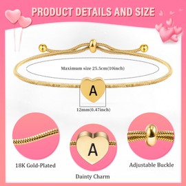 FANCIBAND L Valentines Day Gifts For Her Initial Bracelet for Women 18K Heart Gold Charm Bracelet Christmas Gift For Mom/Daughter/Friend/Girlfriend/Granddaughter/Niece