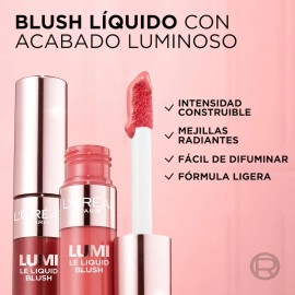 Rubor Líquido Para Mejillas Lumi Blush Con Acabado Glowy Luminoso L'oréal Paris, Tono Pink Glow, 11ml