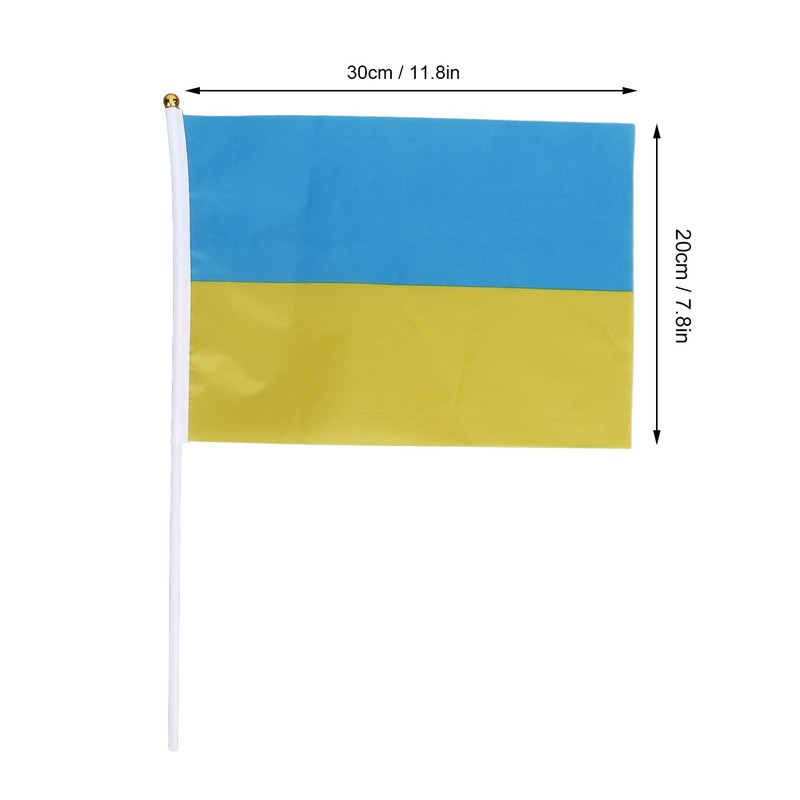 10pcs Ukrainian Flag, 12 x 8 inch Flat and Stick