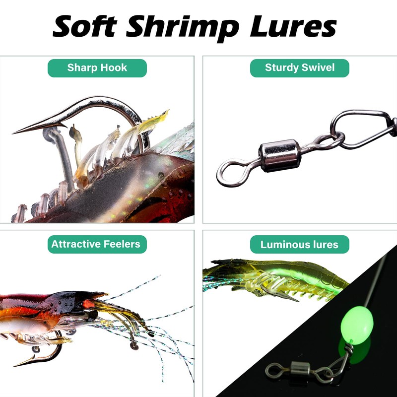 Goture Soft Plastic Lures Artificial Bait Luminous Shrimp Fishing Lure