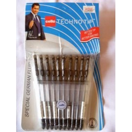 3 X 10 Cello Technotip PEN Top Ball Point 0.6 mm Smooth Writing Black Brand Ad By Indian Cricketer Mahindera Singh Dhoni Lot of 10 Pens