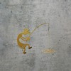 Decal Stickers of Kokopelli Fishing (Metallic Gold) (Set of 2)